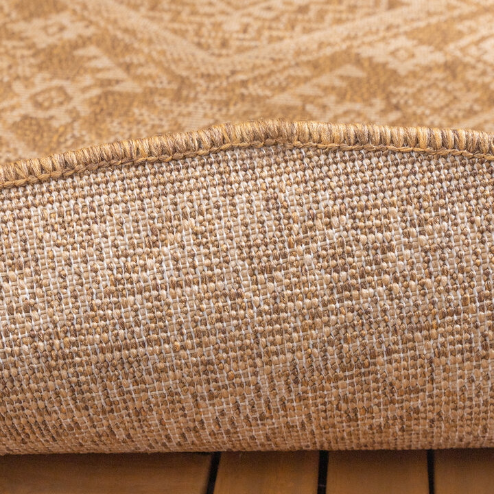 Jute Gartenteppich Rund - Mavi Medaillon Creme Braun - 6