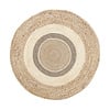 Jute Teppich Rund - Mirai Border Weiss Melange - thumbnail 1
