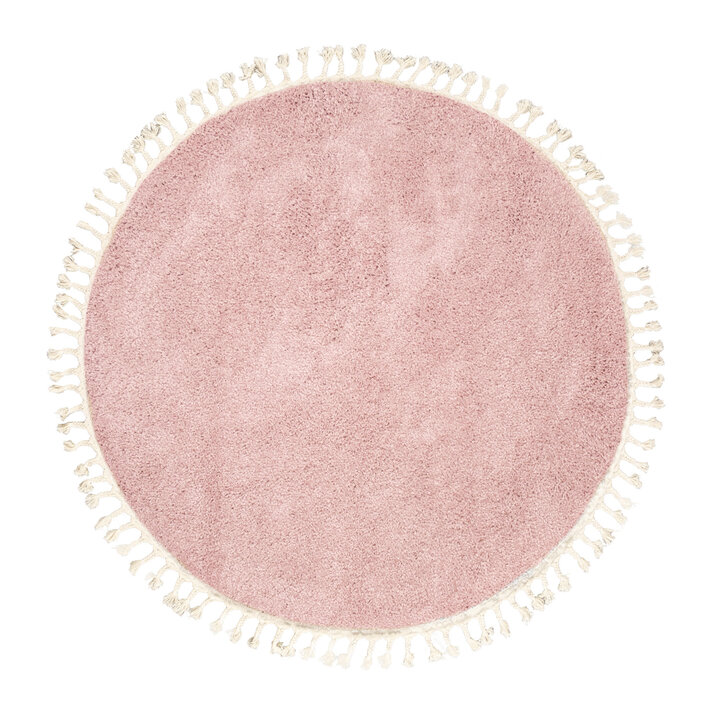 Teppich Hochflor Rund - Lofty Fringe Rosa - 1