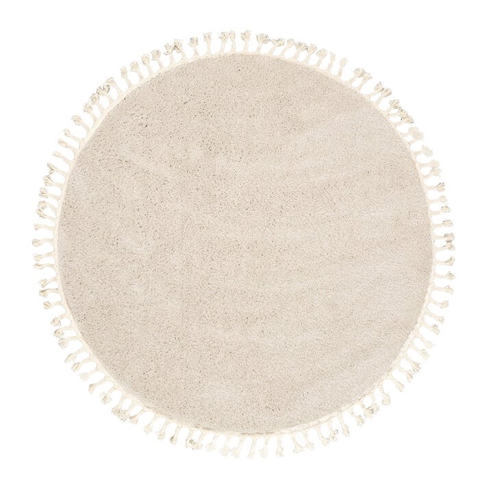 Teppich Hochflor Rund - Lofty Fringe Creme Weiß - 1