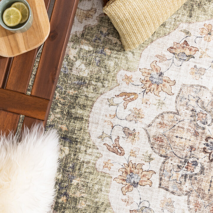 Vintage Gartenteppich Rund - Santo Mandala Grün - 3