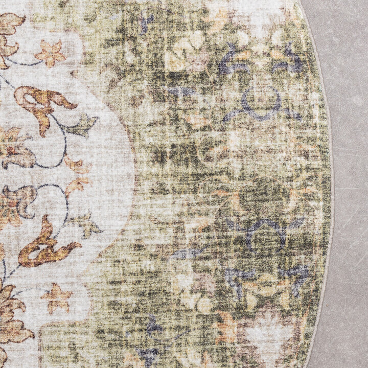 Vintage Gartenteppich Rund - Santo Mandala Grün - 5