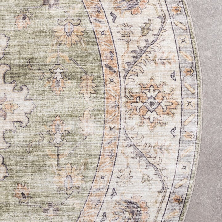 Vintage Gartenteppich Rund - Santo Medaillon Grün - 5