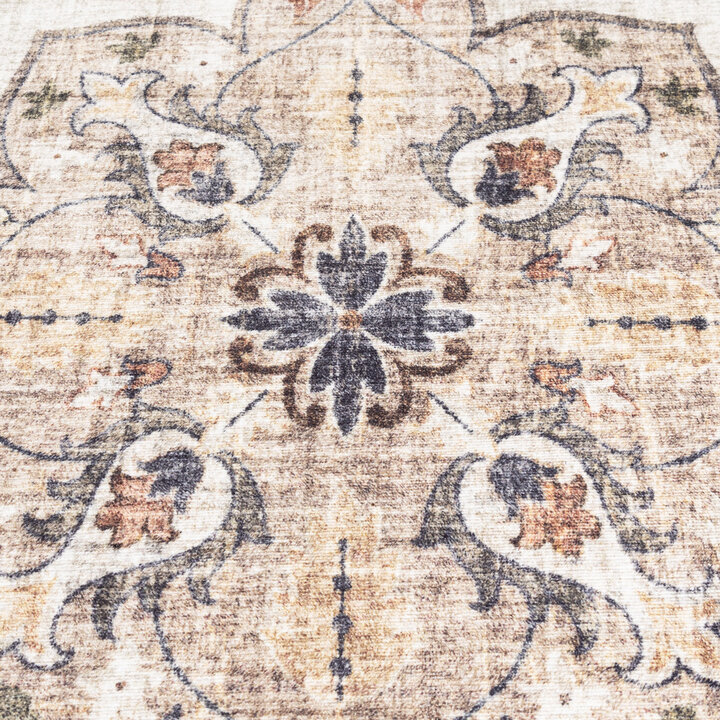 Vintage Gartenteppich Rund - Santo Mandala Blau Grau - 4