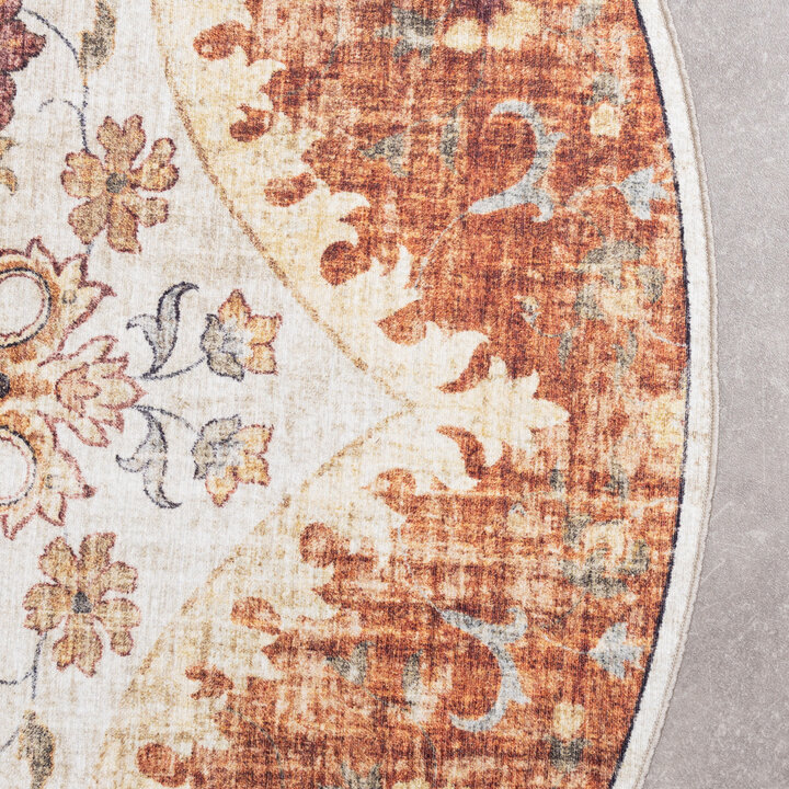 Vintage Gartenteppich Rund - Santo Mandala Terrakotta - 5