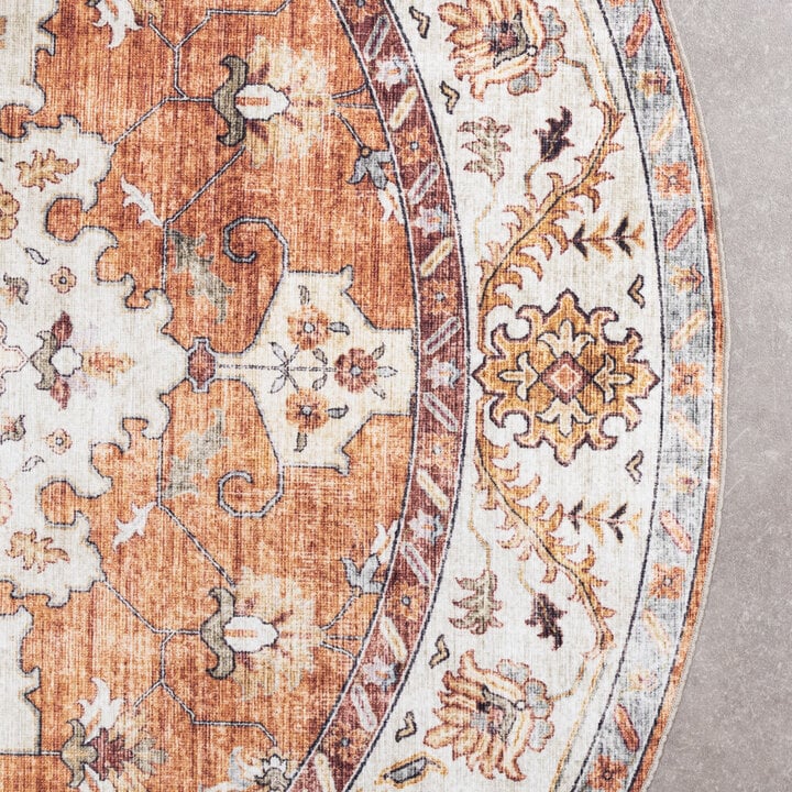 Vintage Gartenteppich Rund - Santo Medaillon Terrakotta - 5