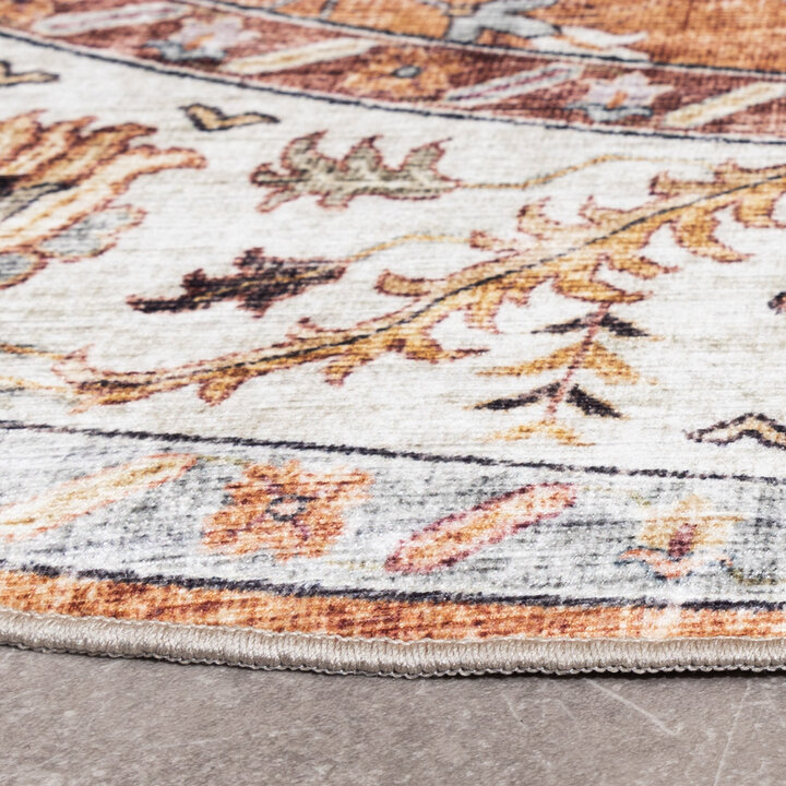 Vintage Gartenteppich Rund - Santo Medaillon Terrakotta - 7