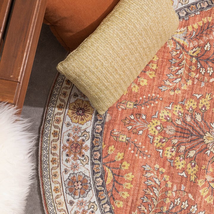 Vintage Gartenteppich Rund - Santo Flora Terrakotta - 3