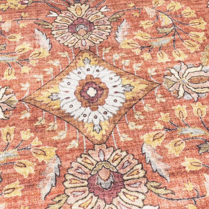 Vintage Gartenteppich Rund - Santo Flora Terrakotta - 4
