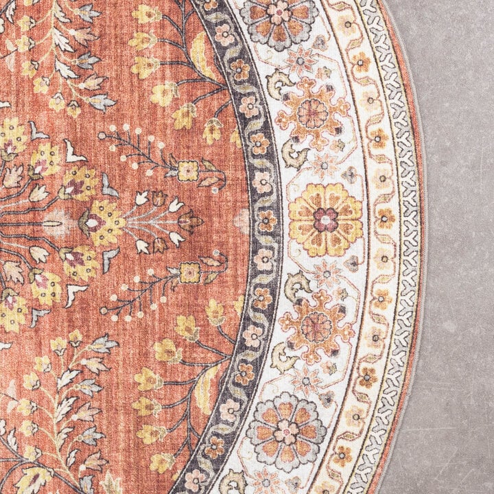 Vintage Gartenteppich Rund - Santo Flora Terrakotta - 5