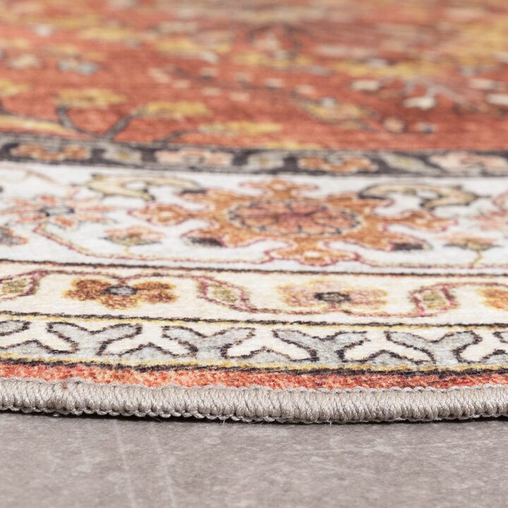 Vintage Gartenteppich Rund - Santo Flora Terrakotta - 7