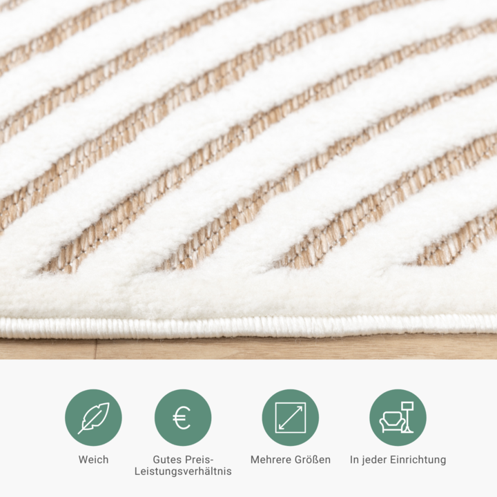 Teppich Modern - Nori Curves Weiß Taupe - 5