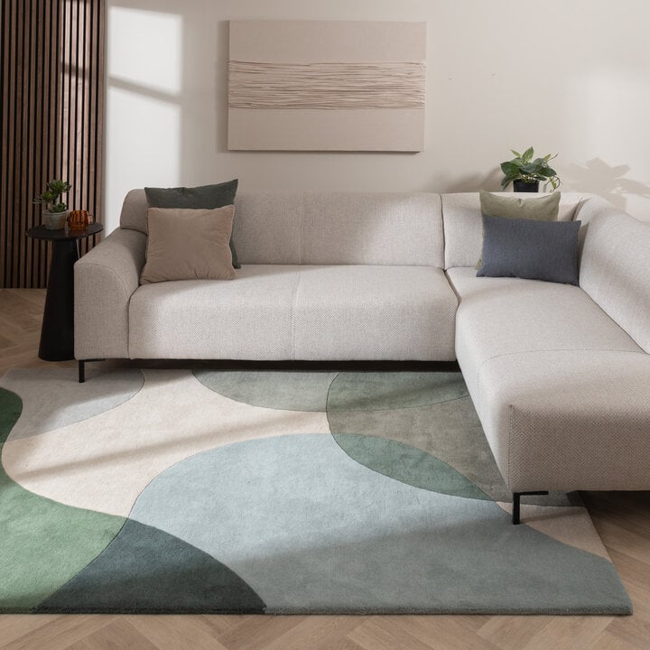 Wollteppich Abstrakt - Clarice Olivgrün Mint