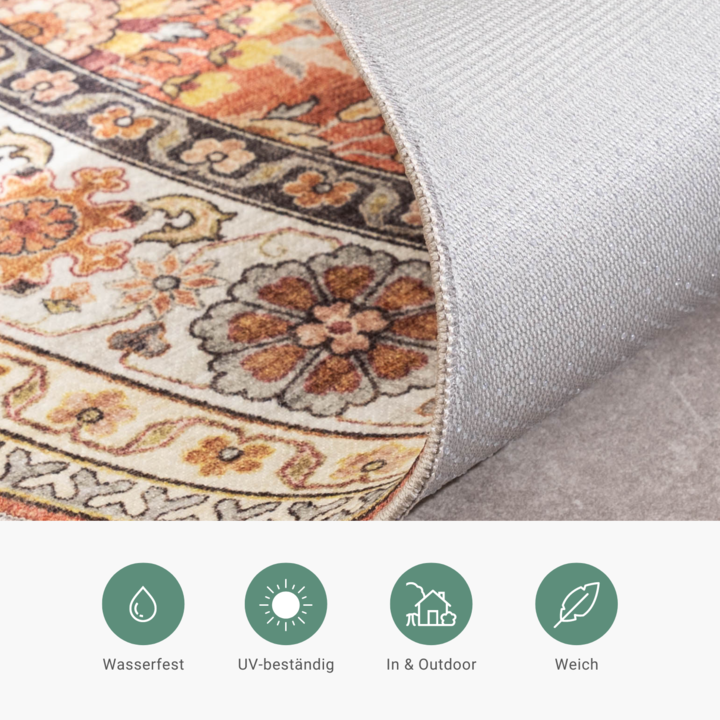 Vintage Gartenteppich Rund - Santo Flora Terrakotta - 6