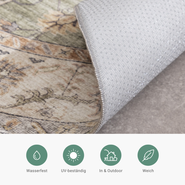 Vintage Gartenteppich Rund - Santo Medaillon Grün - 6