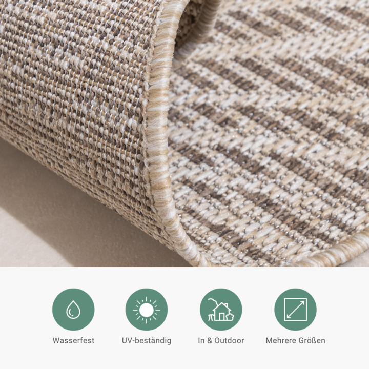 In- & Outdoor Teppich Rund - Tiga Palm Taupe - 6