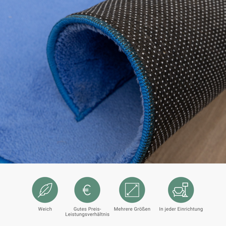 Waschbarer Teppich - Vivid Blau - 6