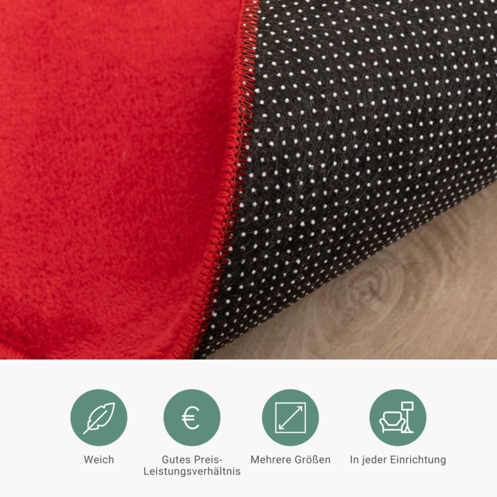 Waschbarer Teppich Rund - Vivid Rot - 6
