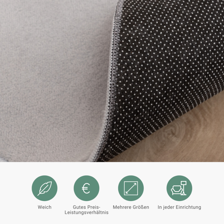 Waschbarer Teppich Rund - Vivid Grau - 6