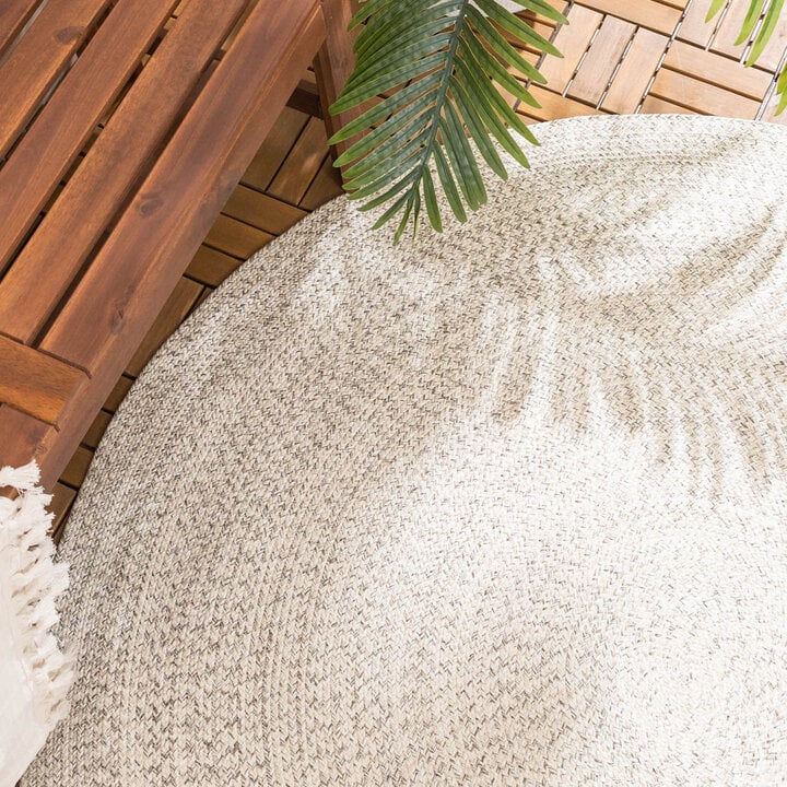 In- & Outdoor Jute Teppich Rund - Bali Weiß - 3