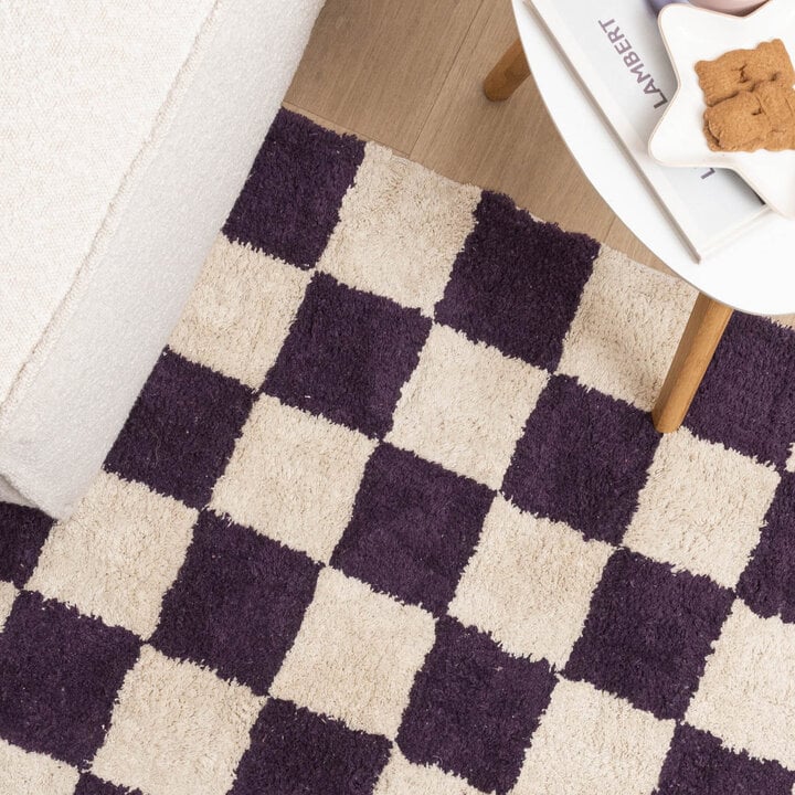 Retro Teppich - Gambit Violett Weiß  - 3