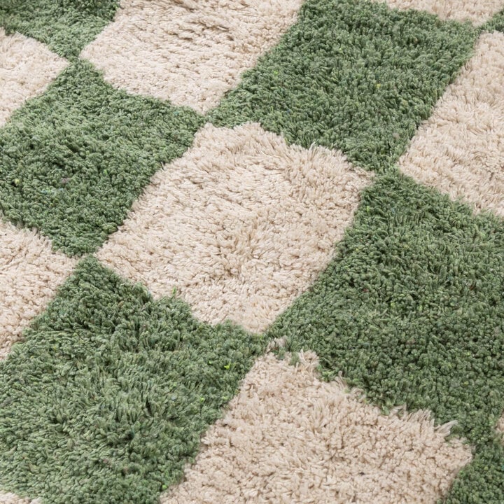 Retro Teppich - Gambit Grün Weiß  - 4