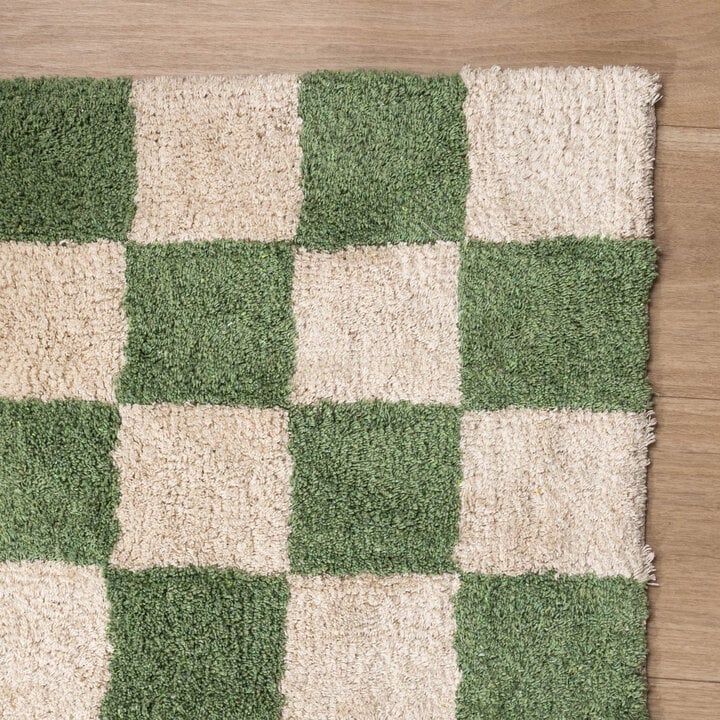 Retro Teppich - Gambit Grün Weiß  - 5