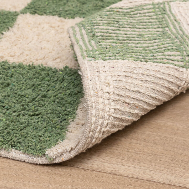 Retro Teppich - Gambit Grün Weiß  - 7