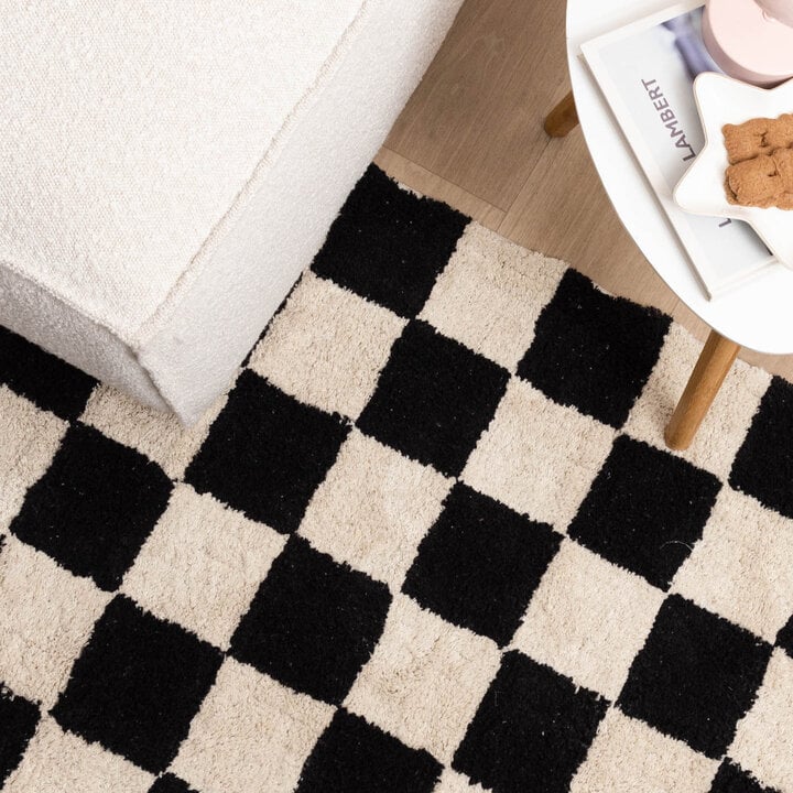 Retro Teppich - Gambit Schwarz Weiß  - 3