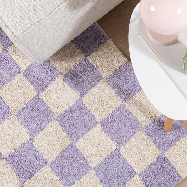 Retro Teppich - Gambit Lila Weiß - 3