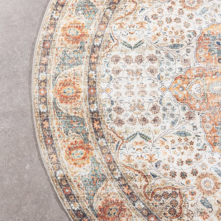 In- & Outdoor Teppich Rund - Kairo Medaillon Creme Bunt - 5