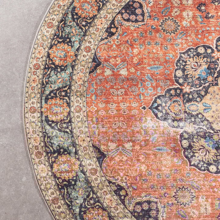 In- & Outdoor Teppich Rund - Kairo Medaillon Terra Dunkelblau - 5