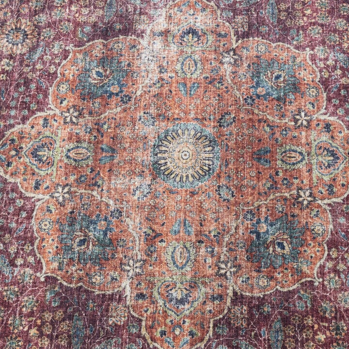 In- & Outdoor Teppich Rund - Kairo Medaillon Bordeaux Rot - 3