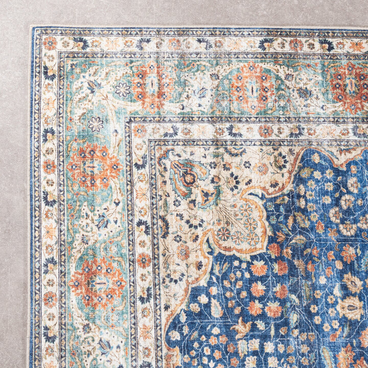 In- & Outdoor Teppich Vintage - Kairo Medaillon Dunkelblau Terra - 5