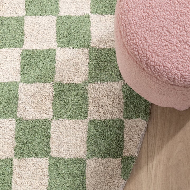 Rund Retro Teppich - Gambit Grün Weiß - 3