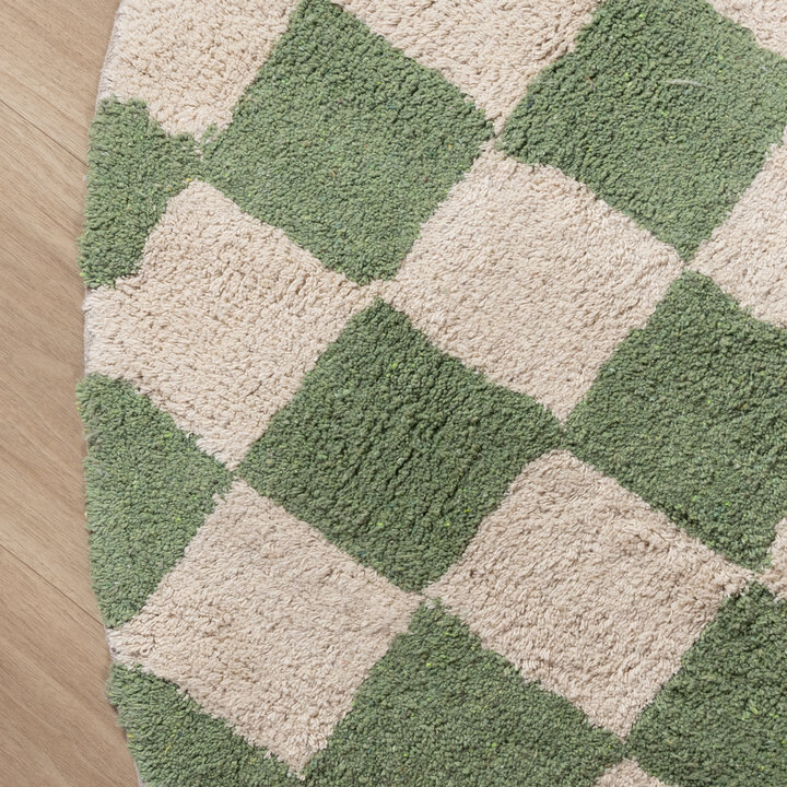 Rund Retro Teppich - Gambit Grün Weiß - 5