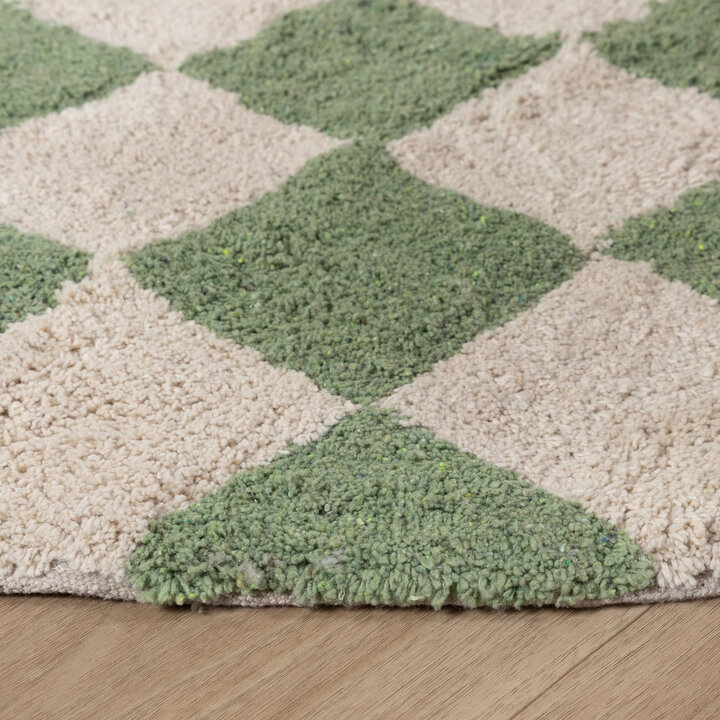 Rund Retro Teppich - Gambit Grün Weiß - 6