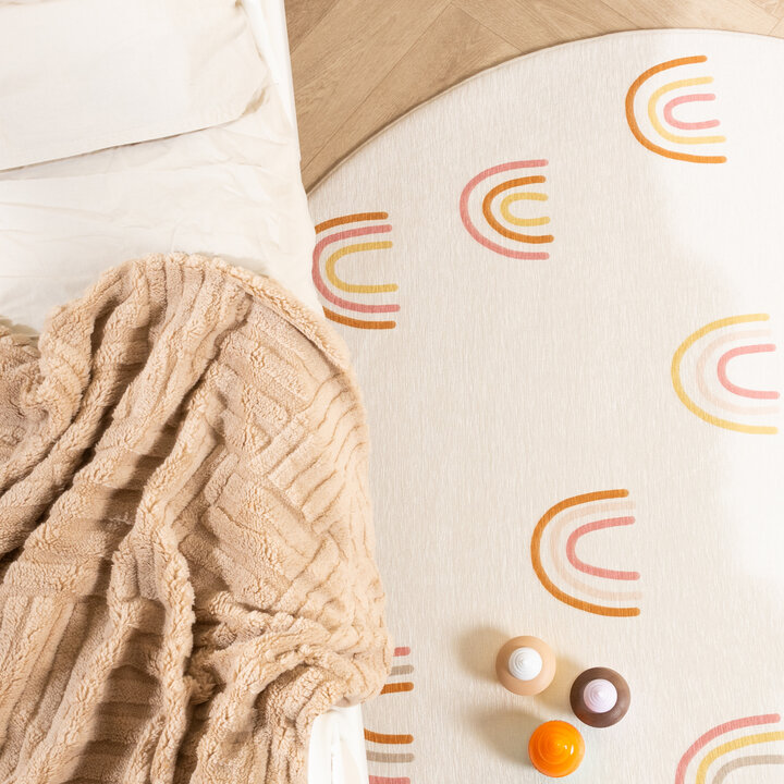 Waschbarer Kinderteppich Rund - Evi Rainbow Bunt - 2