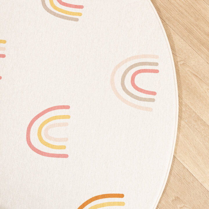 Waschbarer Kinderteppich Rund - Evi Rainbow Bunt - 4
