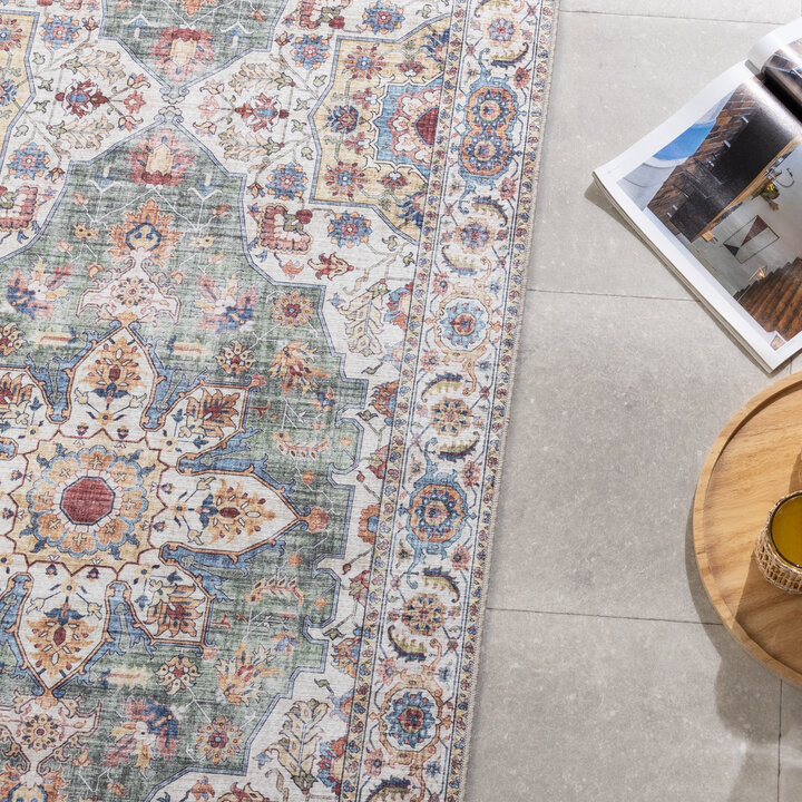 Waschbarer Läufer - Domingo Mandala Olivgrün - 4