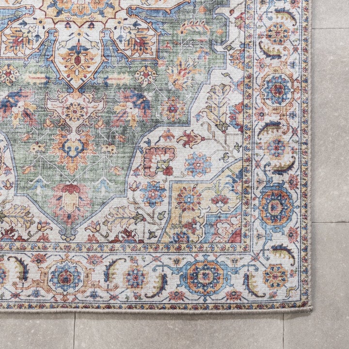 Waschbarer Läufer - Domingo Mandala Olivgrün - 6