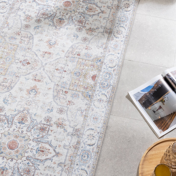 Waschbarer Läufer - Domingo Mandala Weiß - 4