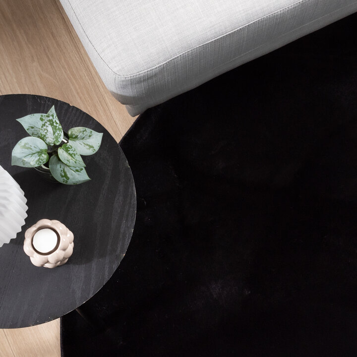 Flauschiger Teppich Rund - Cozy Schwarz  - 3