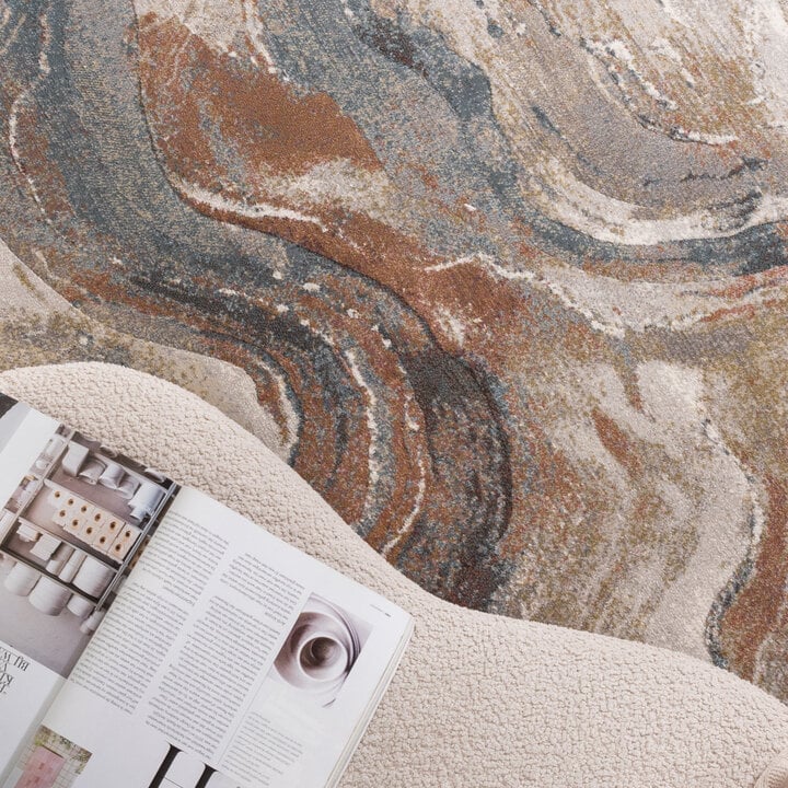 Teppich Abstrakt Rund - Xavier Wave Blau Rot - 3