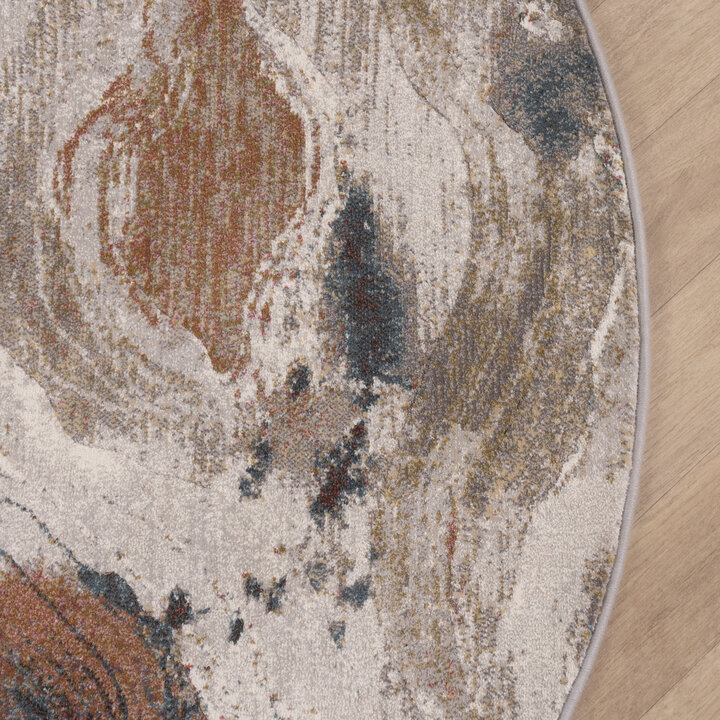 Teppich Abstrakt Rund - Xavier Wave Blau Rot - 5