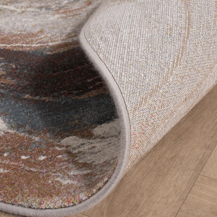 Teppich Abstrakt Rund - Xavier Wave Blau Rot - 7