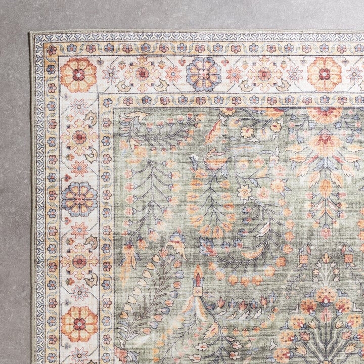 Vintage Gartenteppich - Santo Flora Olivgrün - 5