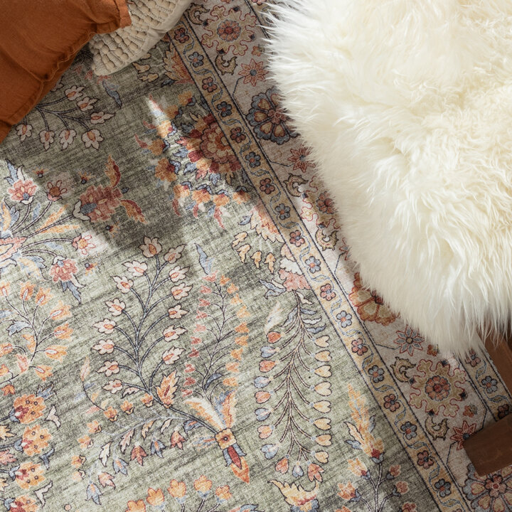 Vintage Gartenteppich - Santo Flora Olivgrün - 3