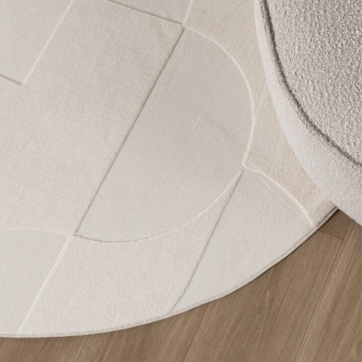 Runder Teppich Wohnzimmer - Charm Circles Weiß - 3