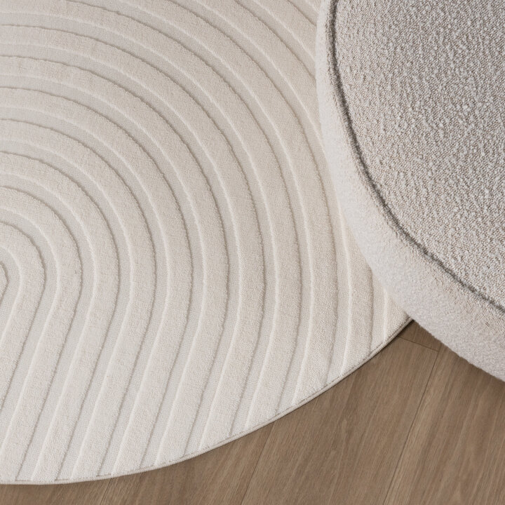 Runder Teppich Wohnzimmer - Charm Curves Weiß - 3